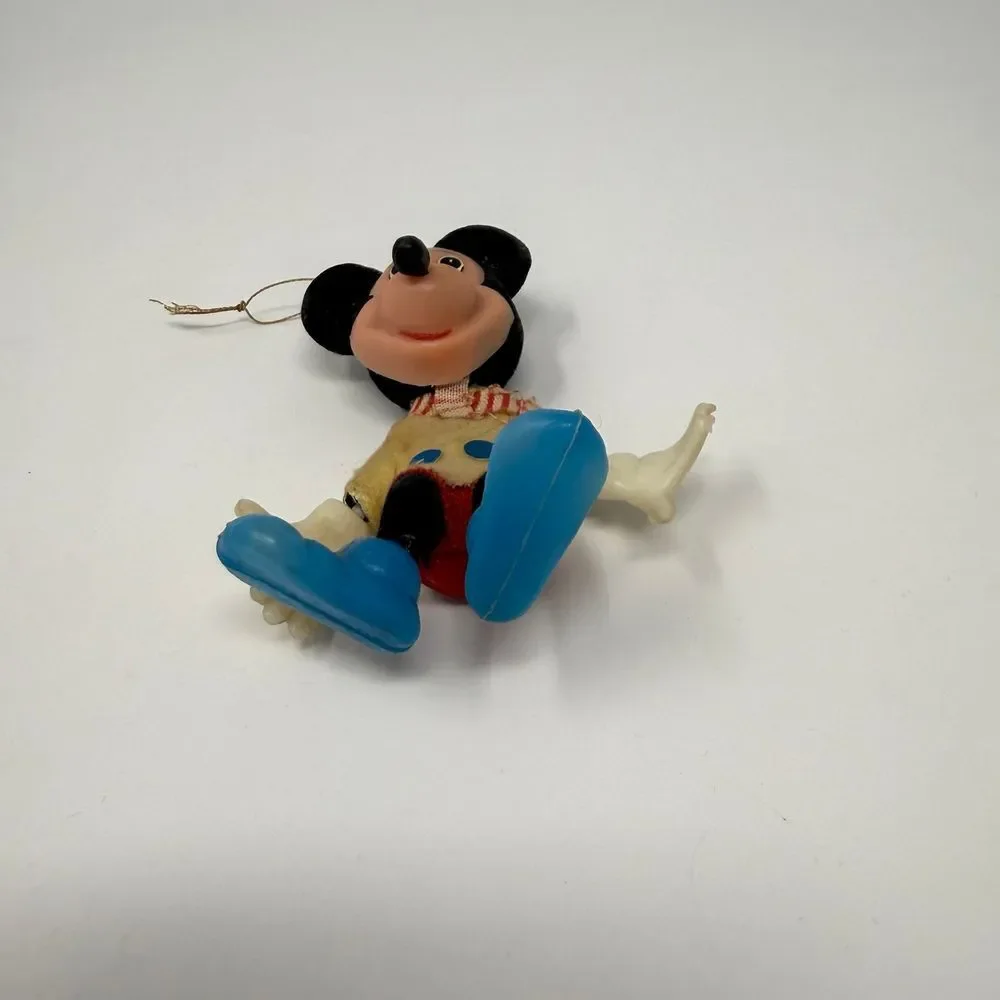 Vintage Walt Disney Flocked Mickey Mouse Fuzzy Hong‎ Kong plastic ornament